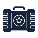 Dark blue toolbox with star emblem