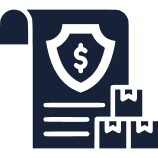 Shipping insurance document icon with packages