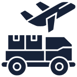Airplane above cargo truck icon